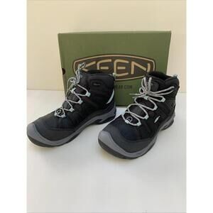 Keen Circadia Hiking Boots Womens 8.5 Mid Waterproof Leather Grey/Cloud Blue
